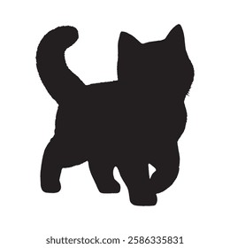 Classic Domestic Cat Silhouette for Pet-Themed Projects - Cat Vector - Cat Illustration
