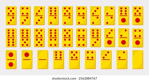 Classic Domino Tile Vector Set with Red Dots