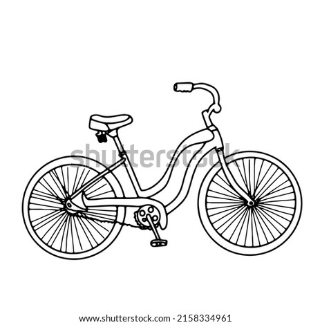 Classic doodle bicycle. Vector illustration of contour bike 