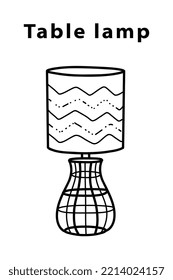 Classic doodle-style table lamp for Living room, hand-drawn different types of styles, modern and vintage. Vector illustration