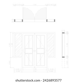 boceto clásico de diseño de puertas en 2d