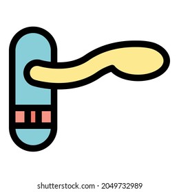 Classic door handle icon. Outline classic door handle vector icon color flat isolated