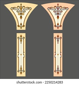 Puerta clásica. Vidrio manchado. Vector.