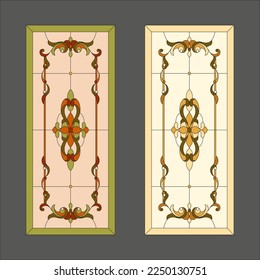 Puerta clásica. Vector. Vidrio manchado.