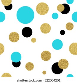  Classic dotted seamless gold glitter pattern.  Polka dot ornate