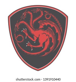 Classic Dragon Symbol 3 Head Stock Vector (Royalty Free) 1391910440 ...