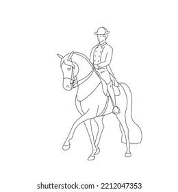 Classic Dressage, A Rider On A Horse Performs The Half Pass