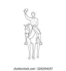 Classic dressage, a rider on a horse greets the audience