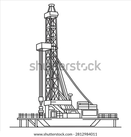 Classic drilling rig illustration for oil exploration