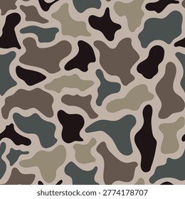 Classic Duck Hunter Camouflage Vector, Vintage Sage Marsh Seamless Pattern, Old School Earthy Waterfowl Concealment, Heritage Muted Hunting Texture