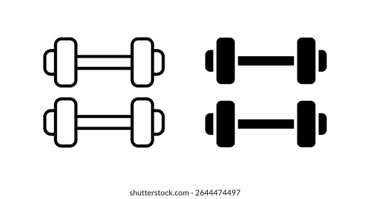 Classic dumbbells gym fitness icon set for weightlifting, strength training, and exercise. Essential for workouts, sports, and healthy lifestyle.