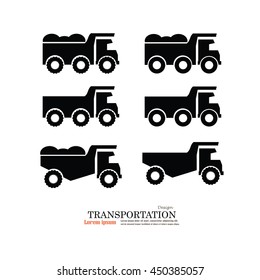 classic dump truck logo, emblems, badges,restoration and club design elements. Vector illustration.