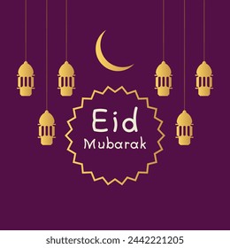 Tarjeta de felicitación clásica de Eid Mubarak: diseño musulmán tradicional para celebraciones atemporales