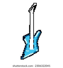 classic electric guitar game pixel art retro vector. bit music rock, bass instrument classic electric guitar. old vintage illustration