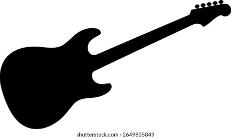 Classic electric guitar headstock and body silhouette on white background
