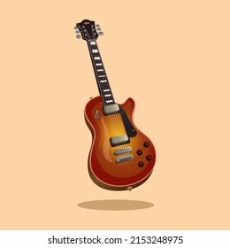 Classic Electric Guitar music instrument object symbol cartoon illustration vector