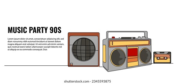 Ilustración vectorial de medios electrónicos clásicos. Moderno y plano en línea continua.