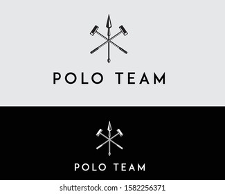 classic elegan logo of polo sport with mallet and spear