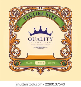 Classic elegant badge label flourish ornament illustrations vector for your work logo, merchandise t-shirt, stickers and label designs, poster, greeting cards advertising business company or brands