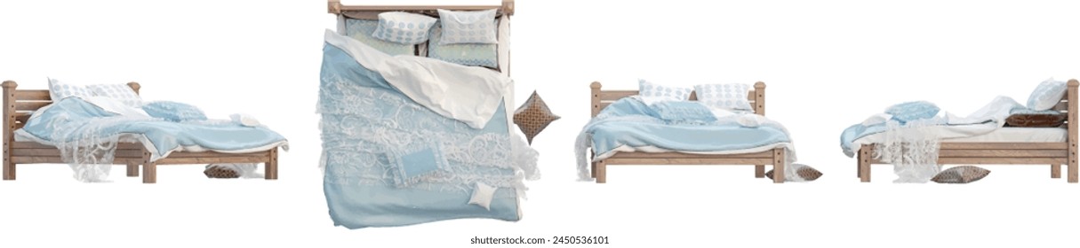 Classic Elegant Bed isolated on transparent background