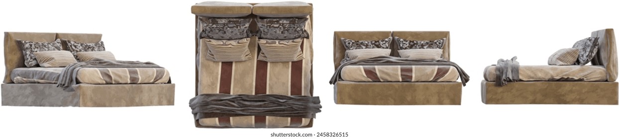 Classic Elegant Bed isolated on transparent background