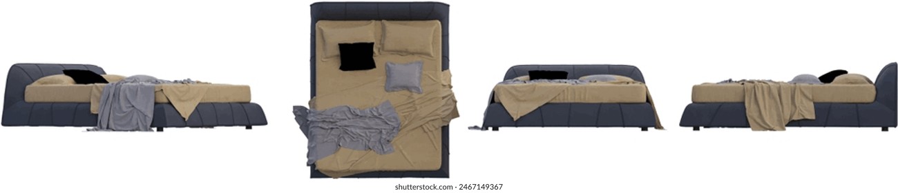 Classic Elegant Bed isolated on transparent background