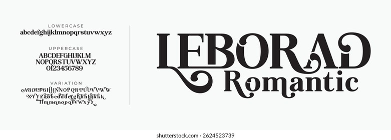 Classic elegant design font. Premium typography decorative wedding vintage retro logos. Minimal luxury font alphabet logo. Vector illustration
