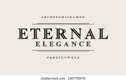 Classic elegant font set. Narrow lines vector illustration design of fonts. Serif classic stylish typography. 