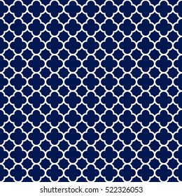 Classic Elegant Geometric Arabian Pattern. Vector EPS 10. Blue and White. Pattern in swatch