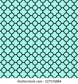 Classic Elegant Geometric Arabian Pattern. Vector EPS 10. Black and Mint. Pattern in swatch