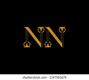 Classic Elegant Gold Linked Letter NN Logo