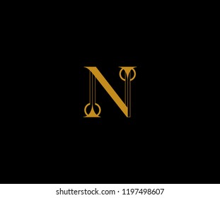 Classic Elegant Gold Minimalist Letter N Logo