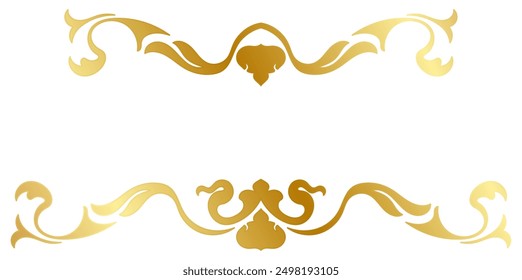Classic elegant golden text frame Vintage style, vector illustration on white background.