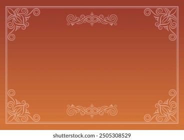 Marco decorativo clásico, elegante y magnífico. Color: fondo de gradación naranja.