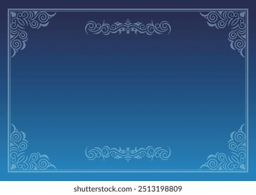 Marco decorativo clásico, elegante y magnífico. Color: fondo de gradación azul.