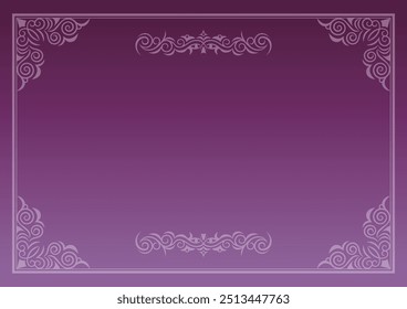 Classic, elegant and gorgeous decorative frame. Color: background gradation purple.