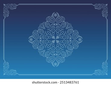 Marco decorativo clásico, elegante y magnífico. Color: fondo de gradación azul.