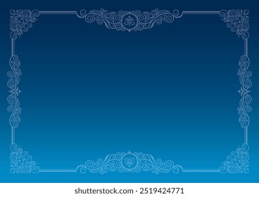Classic, elegant and gorgeous decorative frame. Color: background gradation blue.