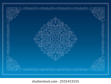 Quadro decorativo clássico, elegante e lindo. Cor: azul de gradação de fundo.