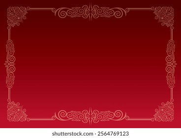 Classic, elegant and gorgeous decorative frame. Color: background gradation red.