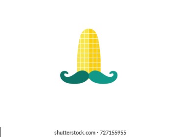 classic elegant icon logo corn with leaves 
