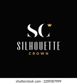 Classic Elegant Initial Letter S C with King Queen Crown for Premium Company Brand Logo design