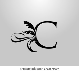 Classic Elegant Letter C Floral Logo Stock Vector (Royalty Free ...