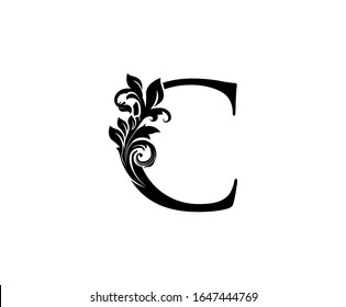 Classic Elegant letter C. Graceful royal style. Calligraphic beautiful logo. Vintage drawn emblem for book design, weeding card, brand name, business card, Restaurant, Boutique, Hotel. 