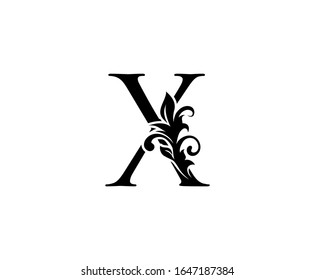 Classic Elegant letter X. Graceful royal style. Calligraphic beautiful logo. Vintage drawn emblem for book design, weeding card, brand name, business card, Restaurant, Boutique, Hotel. 