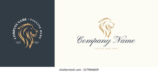 Classic and elegant lion logo with gold color