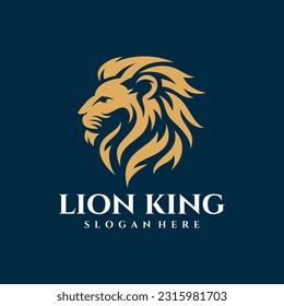 Classic and elegant lion logo with gold color. Premium luxury brand identity icon. Vector illustration.