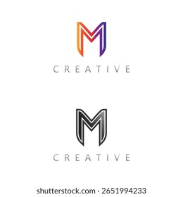 Logotipo clásico y elegante de la marca de la letra de M con el esquema de color negro y oro