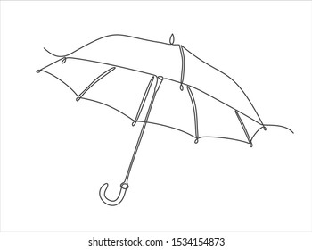 Classic elegant opened umbrella continuous one line drawing minimalism design isolated on white background