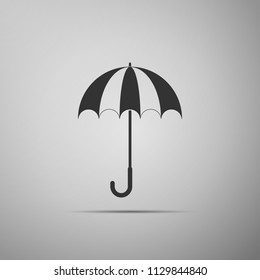 Classic elegant opened umbrella icon isolated on grey background. Rain protection symbol. Flat design. Vector Illustration